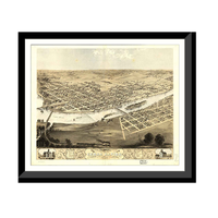 Panoramic Map - Cedar Rapids, Iowa, 1868 - Bird's Eye View Print