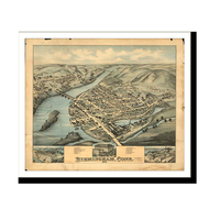 Panoramic Map - Birmingham, Connecticut, 1876 - Bird's Eye View Print