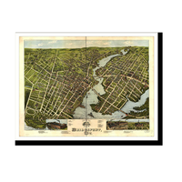 Panoramic Map - Bridgeport, Connecticut, 1875 - Bird's Eye View Print