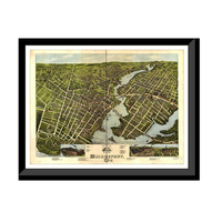 Panoramic Map - Bridgeport, Connecticut, 1875 - Bird's Eye View Print