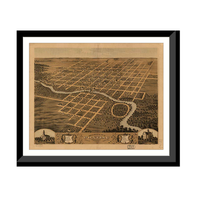 Panoramic Map - Pontiac, Illinois, 1869 - Bird's Eye View Print