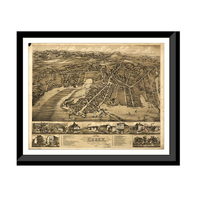 Panoramic Map - Essex, Connecticut, 1881 - Bird's Eye View Print