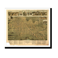 Panoramic Map - Greencastle, Indiana, 1886 - Bird's Eye View Print