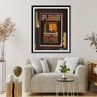 Historic Framed Print, Ten million new members by Christmas Join the Red Cross and on Christmas Eve a candle in every window a service flag for every home.LN Britton.,  17-7/8" x 21-7/8"