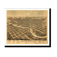 Panoramic Map - South Bend, Indiana, 1874 - Bird's Eye View Print