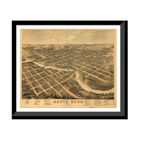 Panoramic Map - South Bend, Indiana, 1874 - Bird's Eye View Print