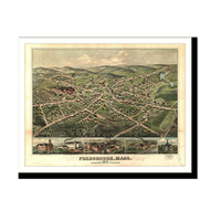 Panoramic Map - Foxborough, Massachusetts, 1879 - Bird's Eye View Print