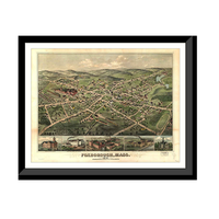 Panoramic Map - Foxborough, Massachusetts, 1879 - Bird's Eye View Print
