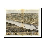 Panoramic Map - Leavenworth, Kansas, 1869 - Bird's Eye View Print