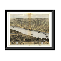 Panoramic Map - Leavenworth, Kansas, 1869 - Bird's Eye View Print