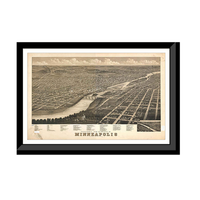 Panoramic Map - Minneapolis, Minnesota, 1879 - Bird's Eye View Print