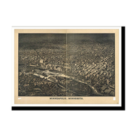 Panoramic Map - Minneapolis, Minnesota, 1885 - Bird's Eye View Print