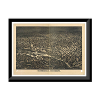 Panoramic Map - Minneapolis, Minnesota, 1885 - Bird's Eye View Print