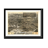 Panoramic Map - Hingham, Massachusetts, 1885 - Bird's Eye View Print
