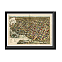 Panoramic Map - Minneapolis, Minnesota, 1891 - Bird's Eye View Print