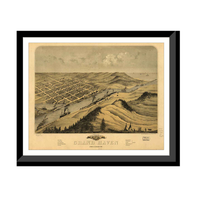 Panoramic Map - Grand Haven, Michigan, 1868 - Bird's Eye View Print