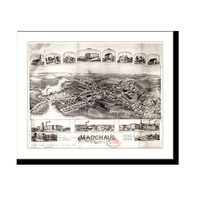 Panoramic Map - Manchaug, Massachusetts, 1890 - Bird's Eye View Print