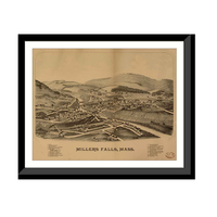 Panoramic Map - Millers Falls, Massachusetts, 1880 - Bird's Eye View Print