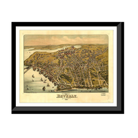 Panoramic Map - Beverly, Massachusetts, 1886 - Bird's Eye View Print
