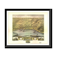 Panoramic Map - Stillwater, Minnesota, 1870 - Bird's Eye View Print