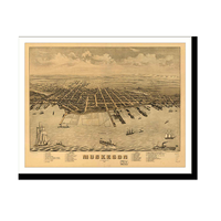 Panoramic Map - Muskegon, Michigan, 1874 - Bird's Eye View Print