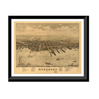 Panoramic Map - Muskegon, Michigan, 1874 - Bird's Eye View Print