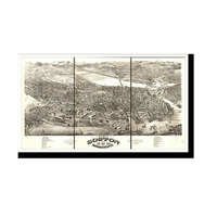 Panoramic Map - Boston, Massachusetts, 1880 - Bird's Eye View Print