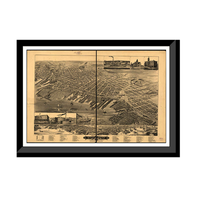 Panoramic Map - Muskegon, Michigan, 1889 - Bird's Eye View Print