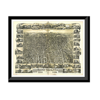 Panoramic Map - Boston, Massachusetts, 1885 - Bird's Eye View Print