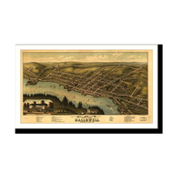 Panoramic Map - Hallowell, Maine, 1878 - Bird's Eye View Print
