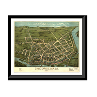 Panoramic Map - Chicopee, Massachusetts, 1878 - Bird's Eye View Print