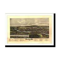 Panoramic Map - Machias, Maine, 1896 - Bird's Eye View Print