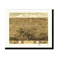 Panoramic Map - Independence, Missouri, 1868 - Bird's Eye View Print