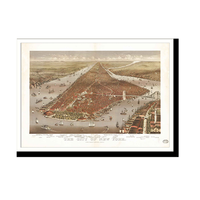 Panoramic Map - New York, New York, 1884 - Bird's Eye View Print