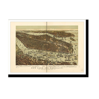 Panoramic Map - New York, New York, 1892 - Bird's Eye View Print