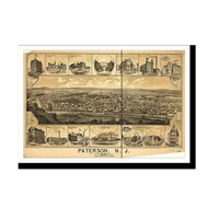 Panoramic Map - Patterson, New Jersey, 1880 - Bird's Eye View Print