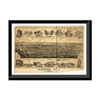 Panoramic Map - Patterson, New Jersey, 1880 - Bird's Eye View Print