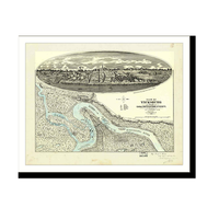 Panoramic Map - Vicksburg, Mississippi, 1863 - Bird's Eye View Print