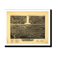 Panoramic Map - Rochester, New Hampshire, 1884 - Bird's Eye View Print