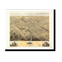 Panoramic Map - Elyria, Ohio, 1868 - Bird's Eye View Print