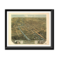 Panoramic Map - Massillon, Ohio, 1870 - Bird's Eye View Print
