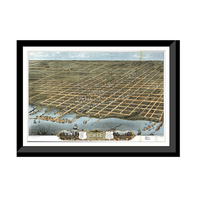 Panoramic Map - Erie, Pennsylvania, 1870 - Bird's Eye View Print
