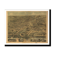Panoramic Map - Akron, Ohio, 1870 - Bird's Eye View Print