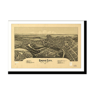 Panoramic Map - Grove City, Pennsylvania, 1901 - Bird's Eye View Print