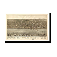 Panoramic Map - Cleveland, Ohio, 1877 - Bird's Eye View Print