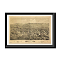 Panoramic Map - Walla Walla, Washington, 1876 - Bird's Eye View Print