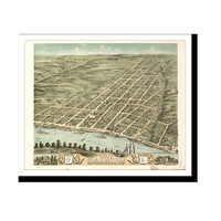 Panoramic Map - Clarksville, Tennessee, 1870 - Bird's Eye View Print