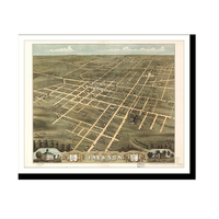 Panoramic Map - Jackson, Tennessee, 1870 - Bird's Eye View Print