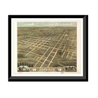 Panoramic Map - Jackson, Tennessee, 1870 - Bird's Eye View Print