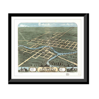 Panoramic Map - Jefferson, Wisconsin, 1870 - Bird's Eye View Print